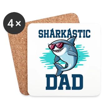 Sharkastic Père Requin Blague Papa Sarcastique - Dessous de verre (lot de 4) - blanc - Devant