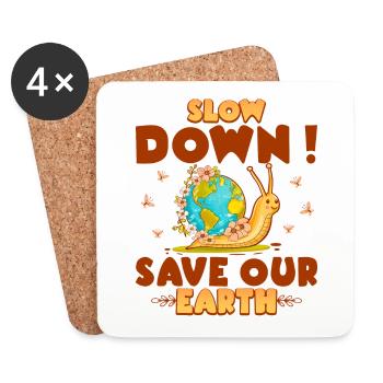 Planet Snail Nature Let's Save Our Planet - Coasters (set of 4) - white - Front