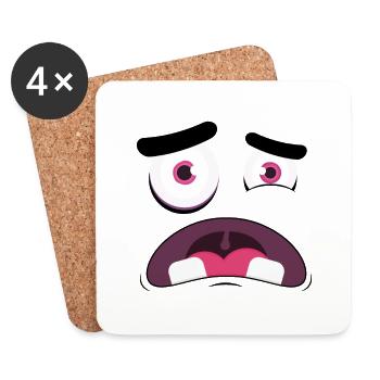 Visage de monstre - Dessous de verre (lot de 4) - blanc - Devant