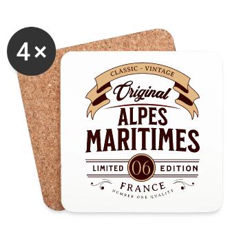 Vintage Alpes-Maritimes Department France - Coasters (set of 4) - white - Front