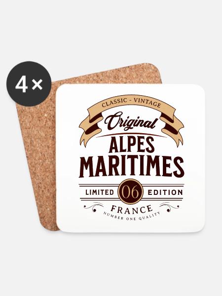 Vintage Alpes-Maritimes Departement Frankreich - Untersetzer (4er-Set) - Weiß