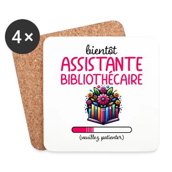 Bientôt Assistante Bibliothécaire - Dessous de verre (lot de 4) - blanc - Devant