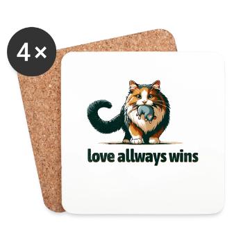 Liebe Gewinnt Immer – Tender Feline Embrace - Untersetzer (4er-Set) - Weiß - Vorne