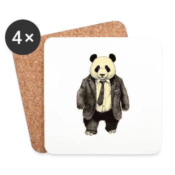 Executive Panda – Elegance Meets Endangerment - Coasters (set of 4) - white - Front