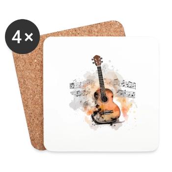 Acoustic Aquarelle – Rhythmic Brush Symphony - Coasters (set of 4) - white - Front