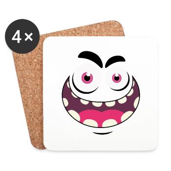 Visage de monstre - Dessous de verre (lot de 4) - blanc - Devant