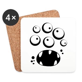 Monster-Gesicht - Untersetzer (4er-Set) - Weiß - Vorne