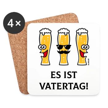 Es Ist Vatertag! (3 Biergläser / Bier / 3C) - Untersetzer (4er-Set) - Weiß - Vorne