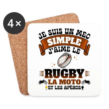 Motard Rugbyman Rugby Apéro Et Moto - Dessous de verre (lot de 4) - blanc - Devant