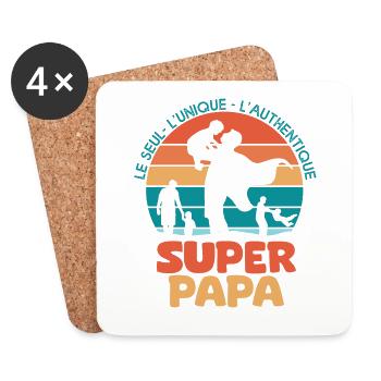 Papa Geschenk Superdad Vatertag - Untersetzer (4er-Set) - Weiß - Vorne
