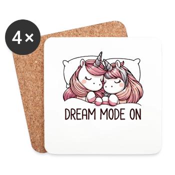 Funny sleeping unicorn dream mode in front of the - Coasters (set of 4) - white - Front
