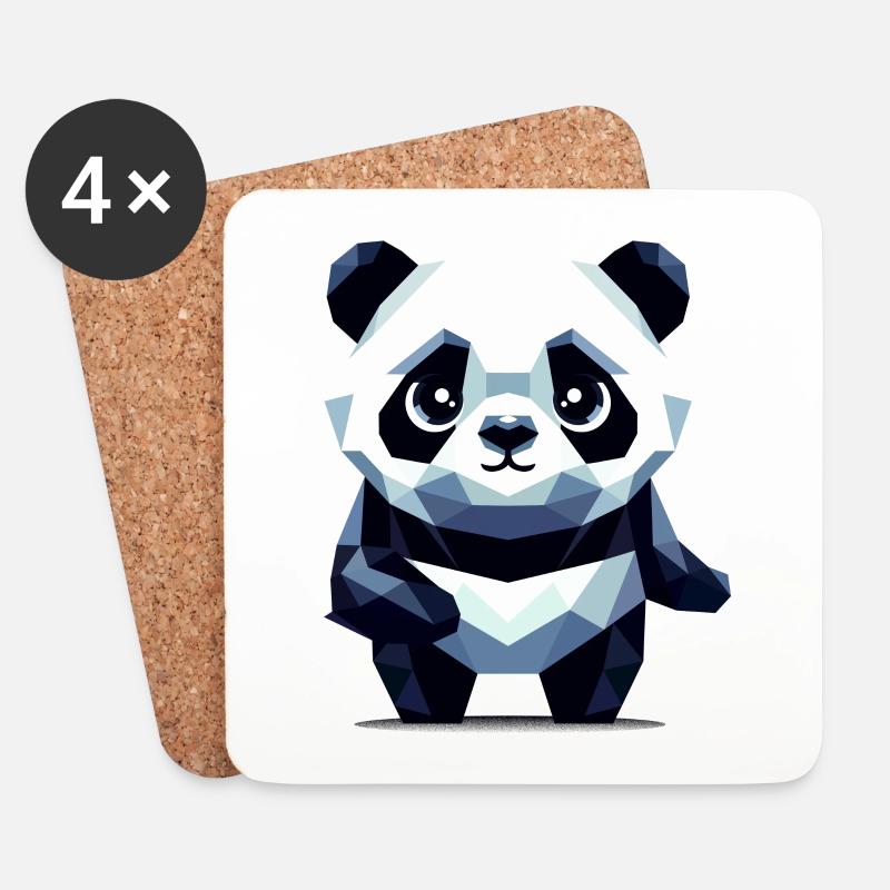 Polygon Panda - Untersetzer (4er-Set) - Weiß