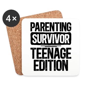 Humor Family Teens Mom Dad - Coasters (set of 4) - white - Front