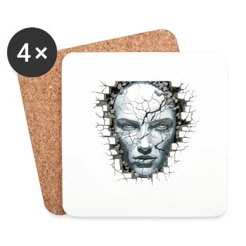 Cracked Wall Surface, Artistic Design - Coasters (set of 4) - white - Front