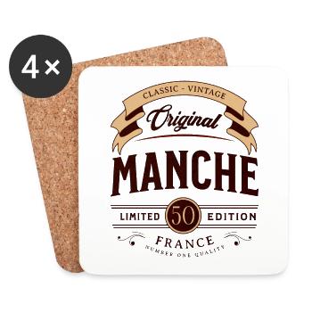 Vintage Manche Département France - Dessous de verre (lot de 4) - blanc - Devant