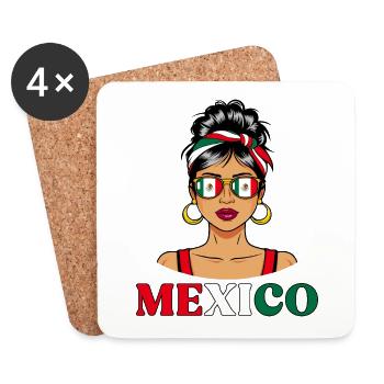 Drapeau Mexique Femme Mexicaine - Dessous de verre (lot de 4) - blanc - Devant