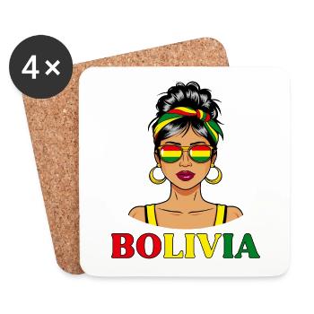 Drapeau Bolivie Femme Bolivienne - Dessous de verre (lot de 4) - blanc - Devant