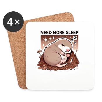 Need More Sleep Funny Mole Cuter - Coasters (set of 4) - white - Front