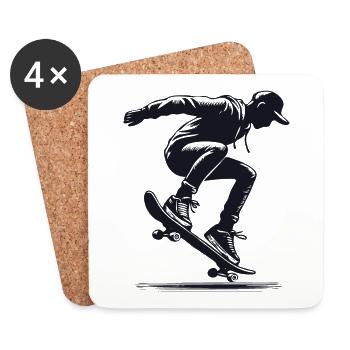 Skater Design für den Skateboarder und Skateboard - Untersetzer (4er-Set) - Weiß - Vorne