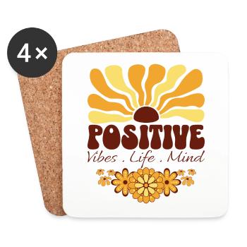 Rétro Slogan Femme Positive - Dessous de verre (lot de 4) - blanc - Devant