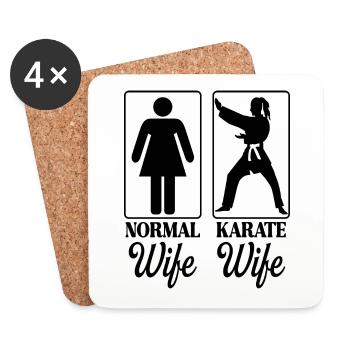 Ehefrau Karateka Neuheit Karate Frauen - Untersetzer (4er-Set) - Weiß - Vorne