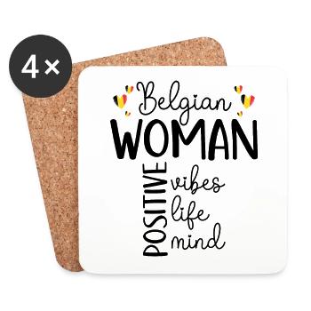 Positives Mädchen Belgische Frau - Untersetzer (4er-Set) - Weiß - Vorne