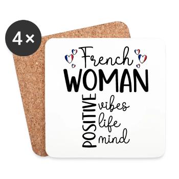 Positive Girl French Woman - Coasters (set of 4) - white - Front