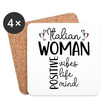 Fille Positive Femme Italienne - Dessous de verre (lot de 4) - blanc - Devant