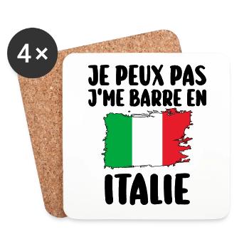 J'Me Barre En Italie Voyage Cadeau - Dessous de verre (lot de 4) - blanc - Devant