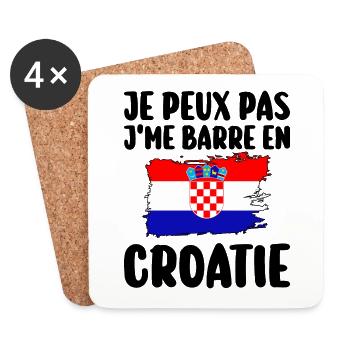 J'Me Barre En Croatie Voyage Cadeau - Dessous de verre (lot de 4) - blanc - Devant