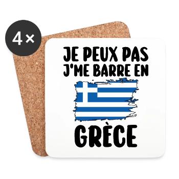 J'Me Barre En Grèce Voyage Cadeau - Dessous de verre (lot de 4) - blanc - Devant