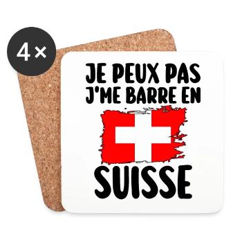 J'Me Barre En Suisse Voyage Cadeau - Dessous de verre (lot de 4) - blanc - Devant