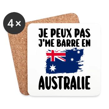 J'Me Barre En Australie Voyage Cadeau - Dessous de verre (lot de 4) - blanc - Devant