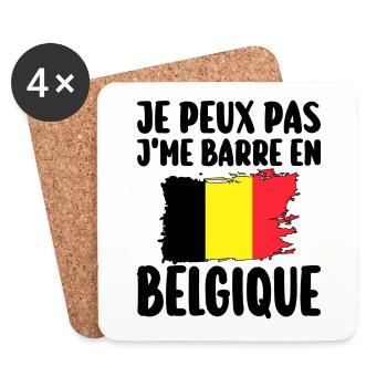 J'Me Barre En Belgique Voyage Cadeau - Dessous de verre (lot de 4) - blanc - Devant