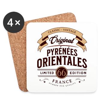 Pyrénées-Orientales Département France - Dessous de verre (lot de 4) - blanc - Devant