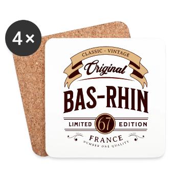 Bas-Rhin Département France - Dessous de verre (lot de 4) - blanc - Devant