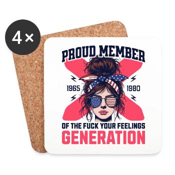Femme Chignon USA Humour Génération X - Dessous de verre (lot de 4) - blanc - Devant
