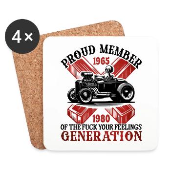 Skeleton Car Humor Generation X - Coasters (set of 4) - white - Front