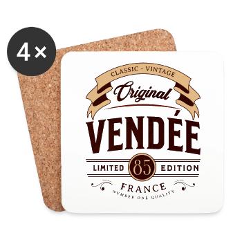 Vendée Département France - Dessous de verre (lot de 4) - blanc - Devant