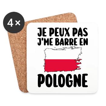 J'Peux Pas J'Me Barre En Pologne Voyage - Dessous de verre (lot de 4) - blanc - Devant
