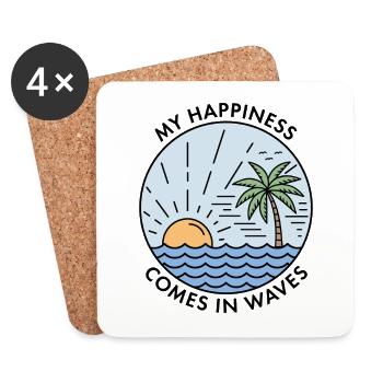 Mon bonheur vient par vagues - Dessous de verre (lot de 4) - blanc - Devant