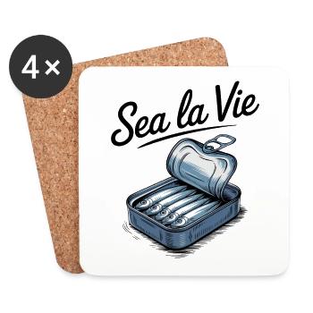 Humor Canned Sardines Fish Sea - Coasters (set of 4) - white - Front