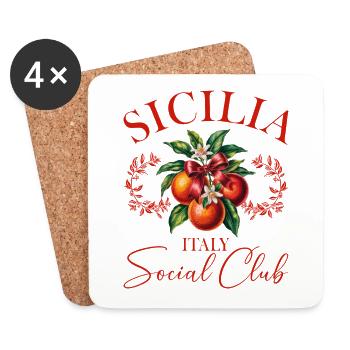Italie Sicile Femmes Italiennes - Dessous de verre (lot de 4) - blanc - Devant