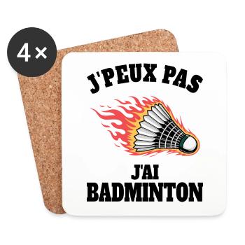 Humour J'ai Badminton Sport Badminton - Dessous de verre (lot de 4) - blanc - Devant