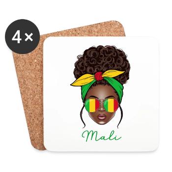 Femme Mali Fille Malienne - Dessous de verre (lot de 4) - blanc - Devant