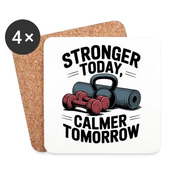 Stronger Today, Calmer Tomorrow – Fit & Zen - Untersetzer (4er-Set) - Weiß - Vorne