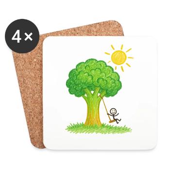 Broccoli Tree Swingin’ Days - Coasters (set of 4) - white - Front