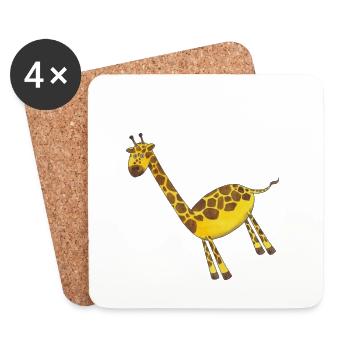 Girafe Mignon Enfants Cadeau Safari Afrique Zoo - Dessous de verre (lot de 4) - blanc - Devant