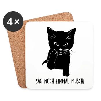 Stinkefinger Katze - Untersetzer (4er-Set) - Weiß - Vorne