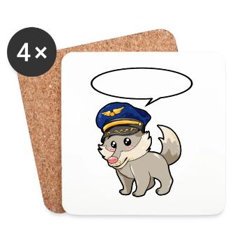 Pilote Wolf - Dessous de verre (lot de 4) - blanc - Devant